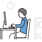Man Doing Remote Work Sideways SVG Icon